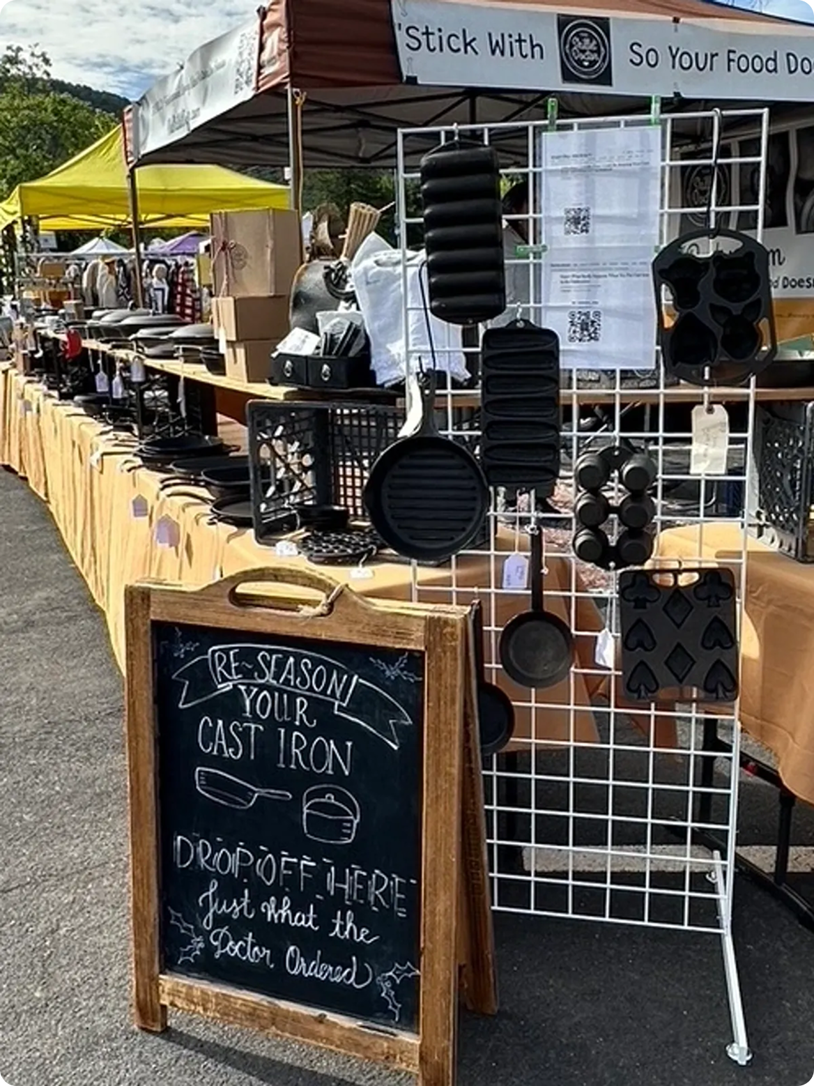 Cast iron seasoning service booth
