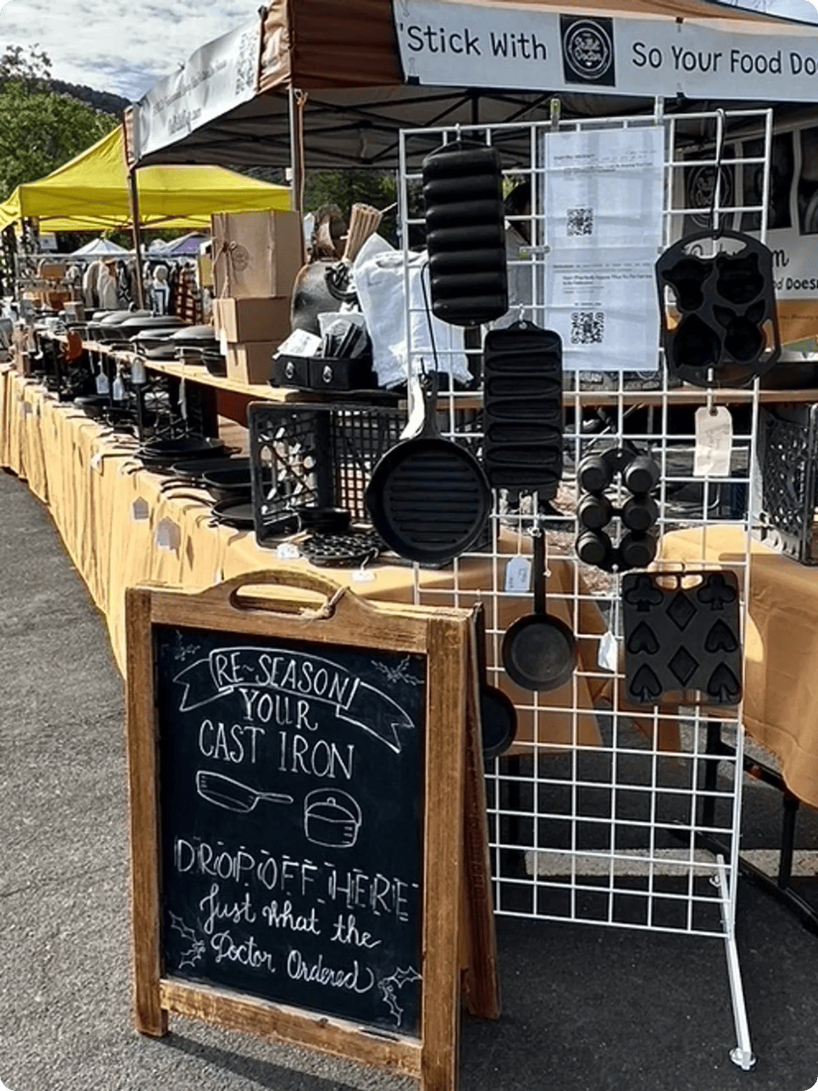 Cast iron seasoning service booth